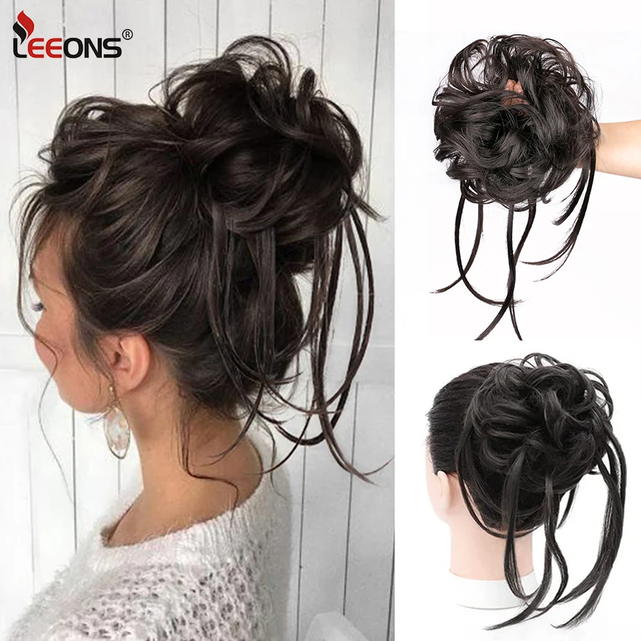 

Messy Hair Bun Chignon Scrunchies Fake Hair Band Braid Elastic Hairpiece For Women Synthetic Wrap Curly Ponytail Chignon Cheveux