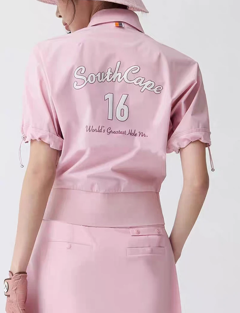 2023 SOUTHCAPE GOLF Women Short-sleeved T-shirt 2023 Summer New Half Zipper Lapel Cuff Adjustable Top Golf Jersey