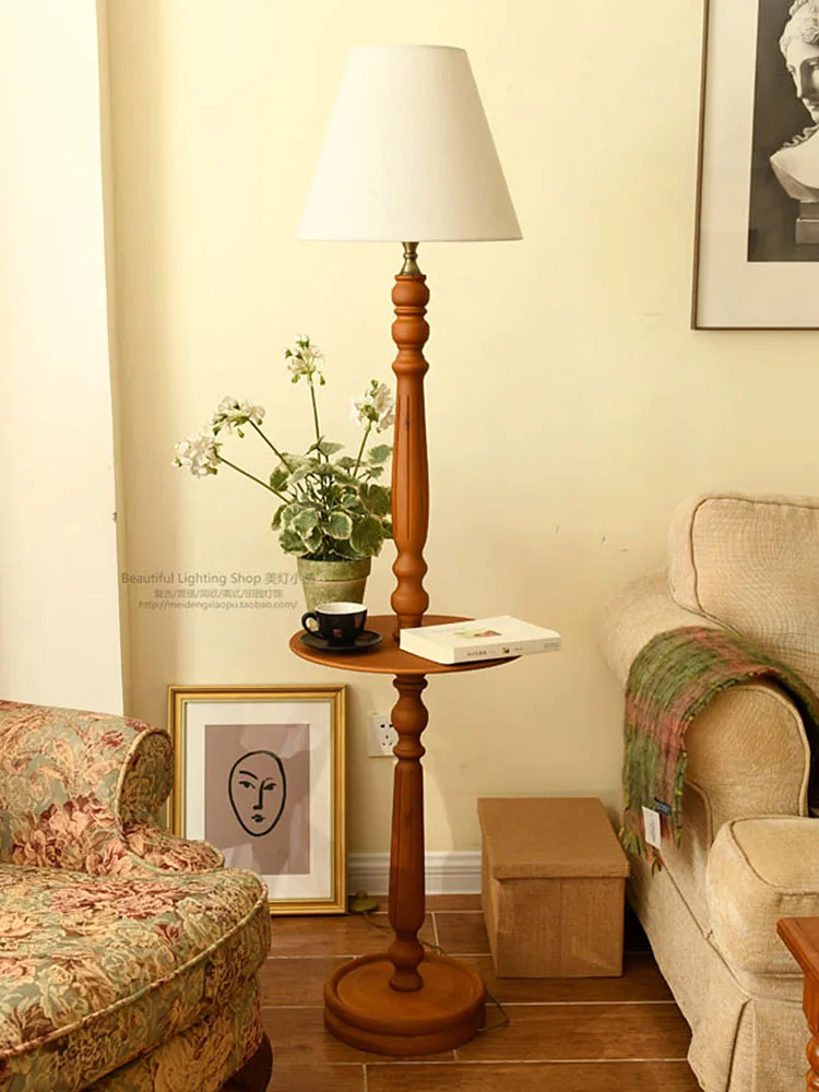 

Retro Solid Wood Floor Lamp American Country Artistic Japanese Style Extreme Poverty Belt Table-Console