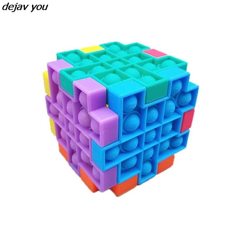 

Разноцветная оригинальная силиконовая пузырьковая игрушка для детей, подарок, антистрессовая игра, шестигранная комбинация