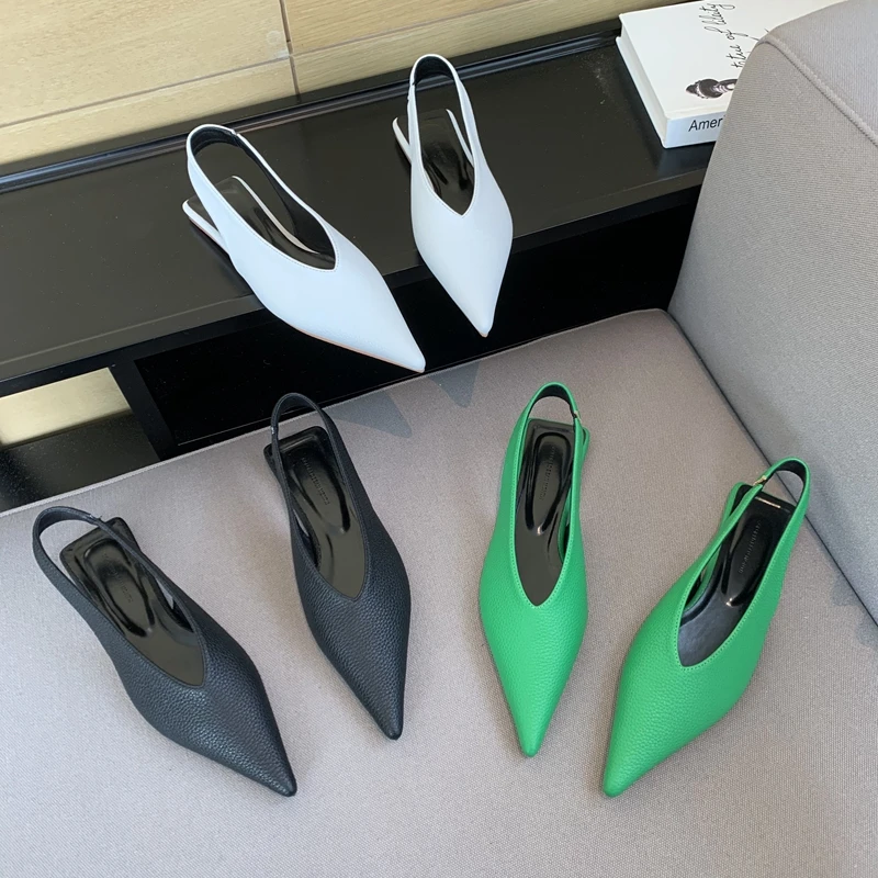 Ladies Fashion Flat Shoes Pointed Toe Baotou Thin Strap 2022 Summer Trend New Lazy Shoes Korean Style Suitable For Going Out