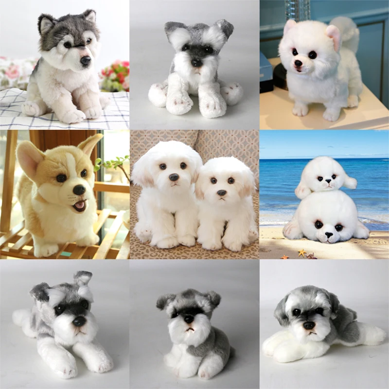 

Cute Dog Plush Toy Bichon/Wolf/Schnauzer/Pomeranian/Corgi/Seals Plush Stuffed Simulation Puppy Teddy Baby Doll Gift for Children