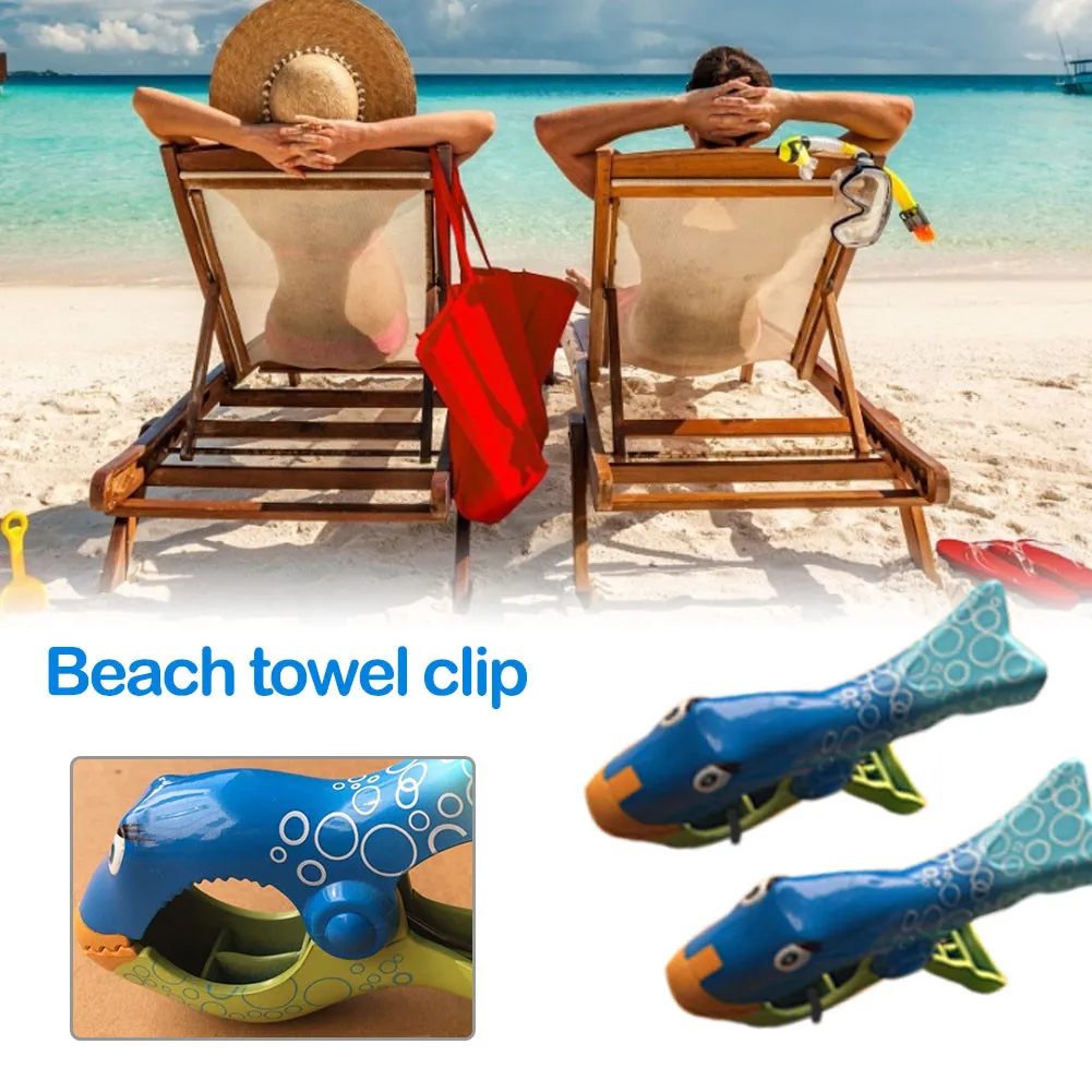 

2pcs Cute Plastic Beach Towels Clips For Sunbeds Sun Lounger Animal Decorative Clothes Pegs Pins Drying Racks Retaining Clip