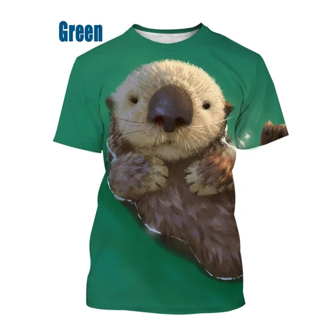 2022 Мультяшные животные выдры 3d печать для мужчин и женщин забавная Милая модная футболка с круглым вырезом