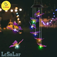 wind chime solar purple yellow butterfly wind chimes outdoor indoor color changing light s hook for patio deck yard garden home