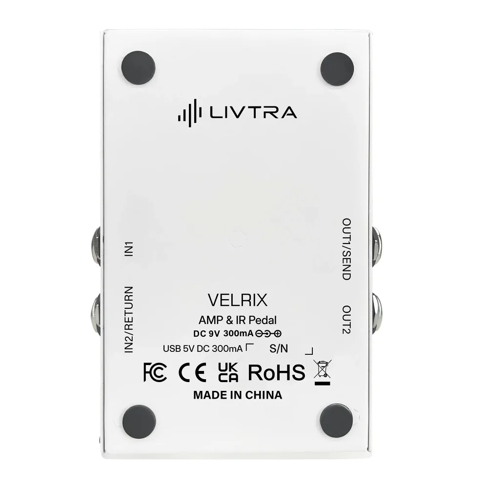 Фото Педаль LIVTRA VELRIX Amp IR, 9 предусилителей + 9 имитаций кабинетов, NAM/IR-лоадер, USB-аудиоинтерфейс, FX-луп для живых выступлений и студийной работы №5