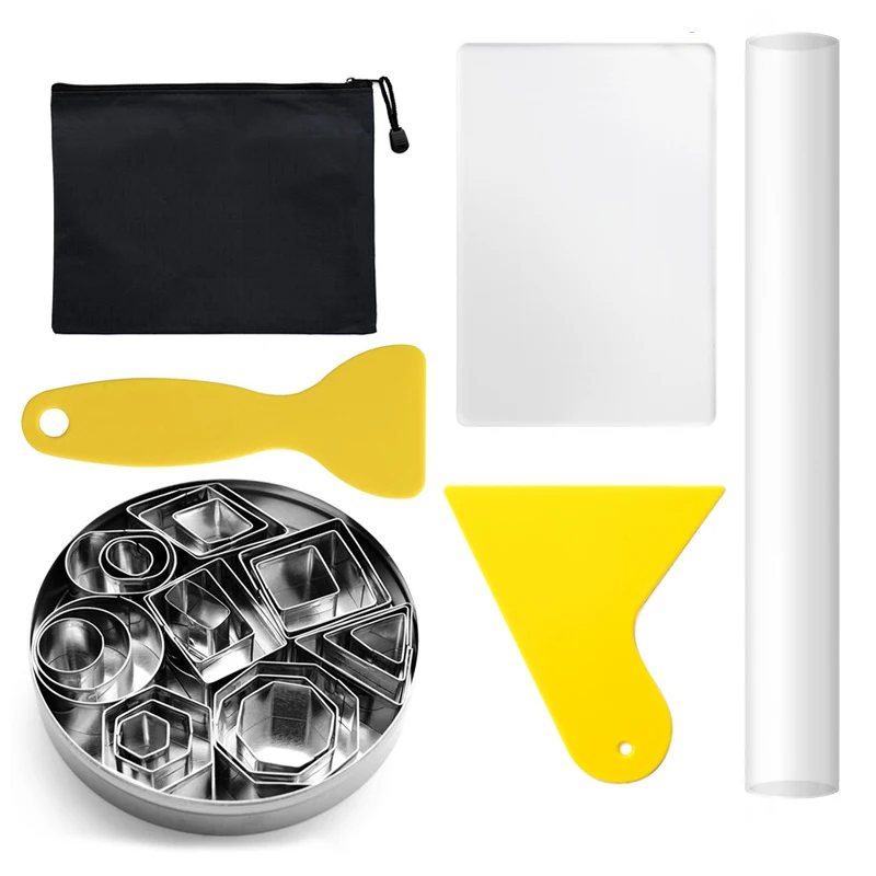 

Clay Tool Kit,Acrylic Clay Roller and Sheet,Scraper Backing Board,Geometric Shape Cutter,Clay Modeling Tool for DIY Clay