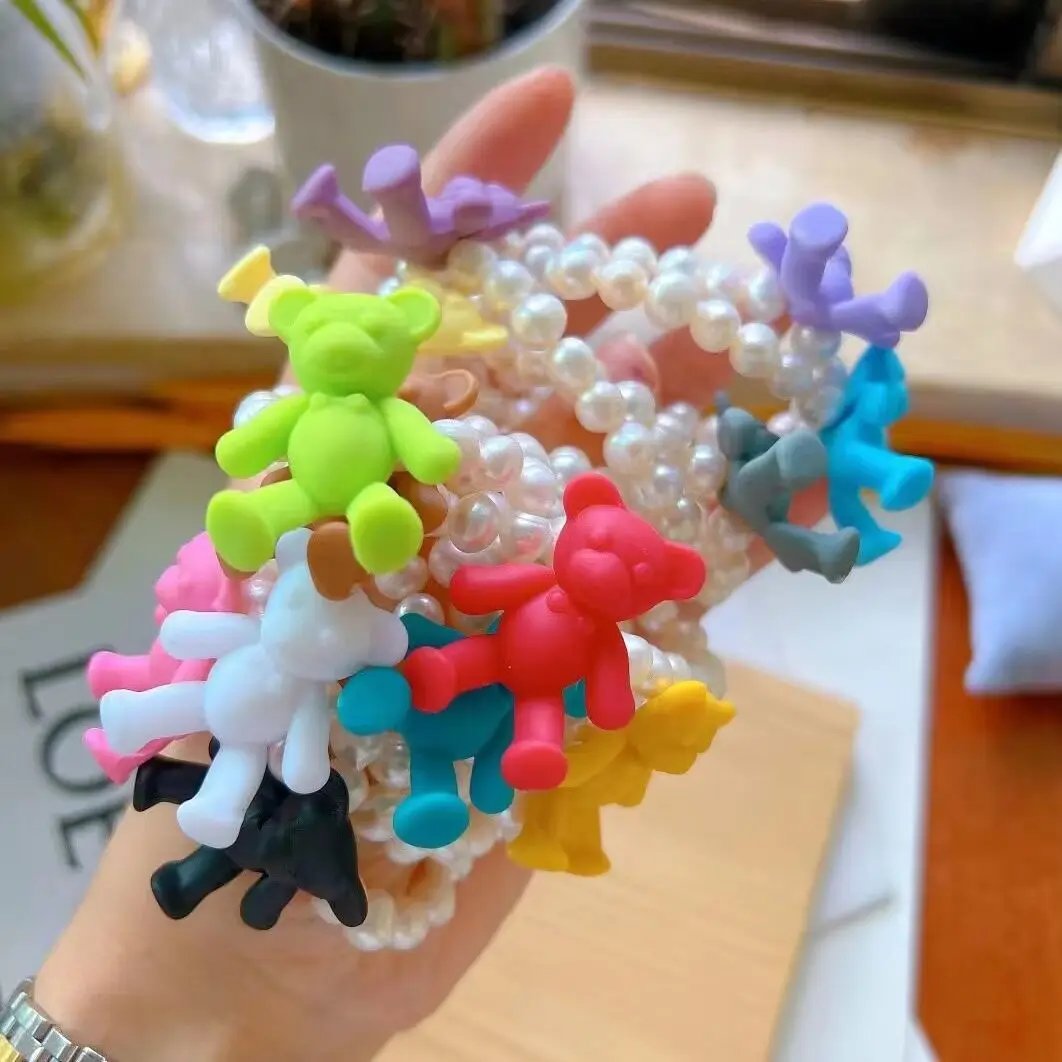 

8Pcs 2023 Newest Fresh Water Pearl Stretch Bracelet For Female Cute Candy Bear Bracelets Girl Women Gift