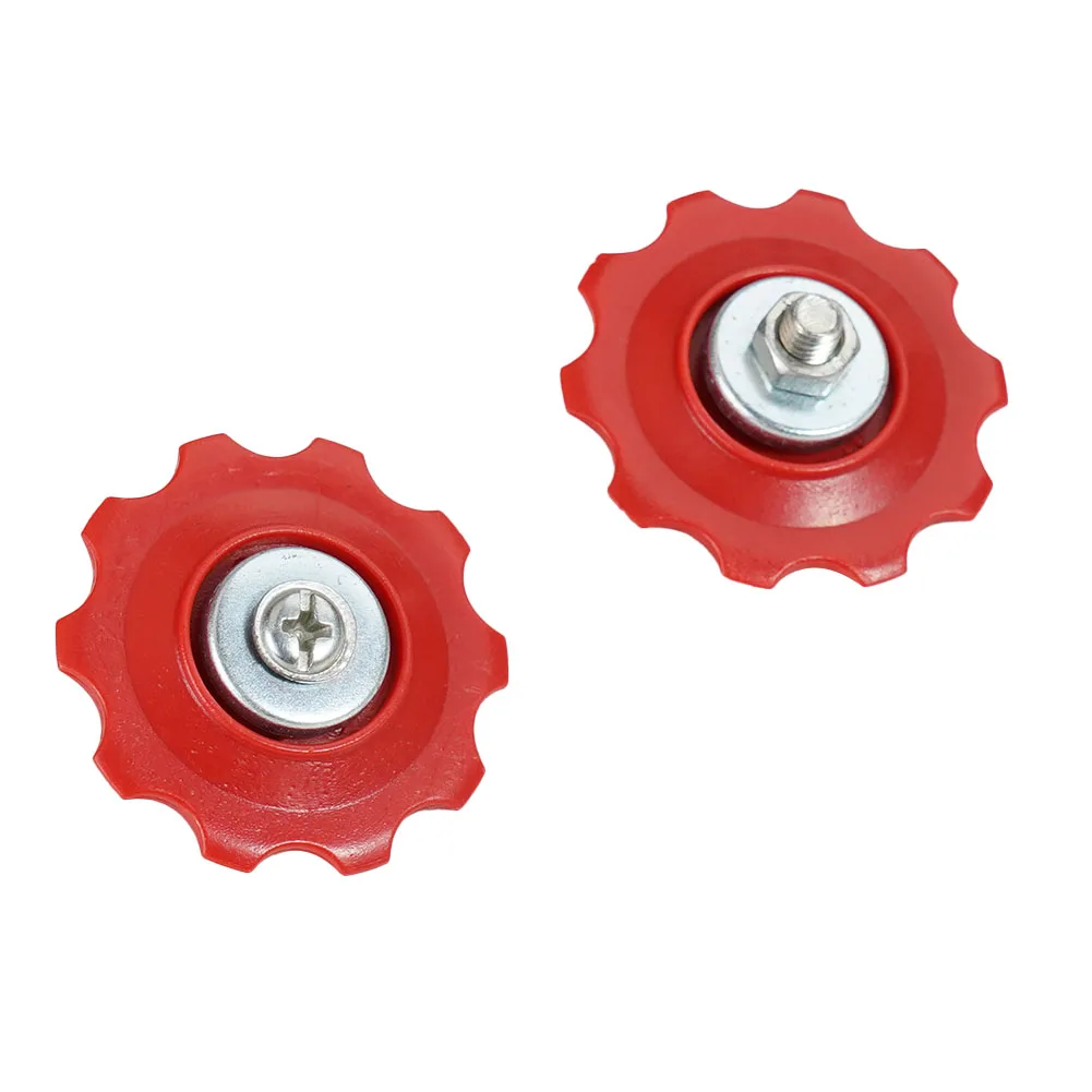 

2pcs Road Bike Rear Chain Puller Guide Wheel 10T/13T Red Plastic Ultralight Mountain Bike Rear Derailleur Guide Wheel Repair