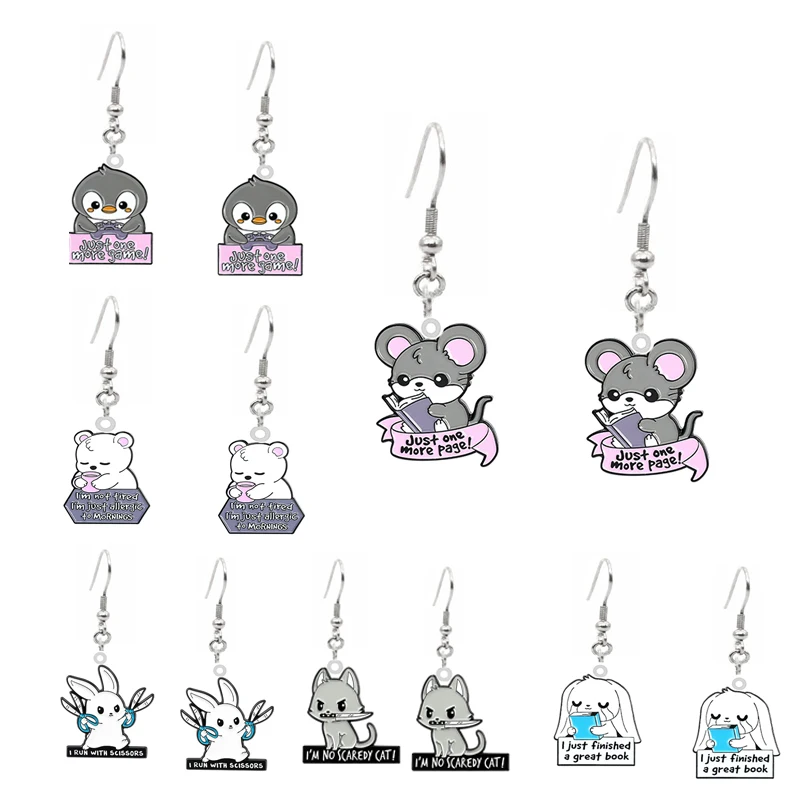 

Newly Cat Rabbit Acrylic Charms Drop Earring Jewelry Handmade Kawaii Animals Acrylic Earrings For Girls Women Gift