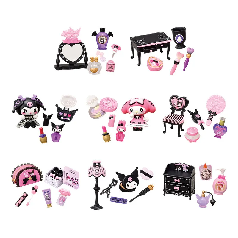 Фото Набор миниатюрных фигурок Rement Sanrio Kuromi My Melody Prank Blind Box: косметика, декор для рабочего стола, коллекционные игрушки для фанатов аниме №3