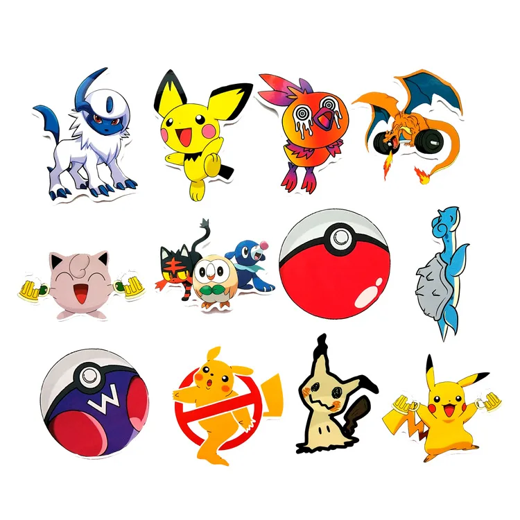 

New Pokemon 45 elf pet cartoon anime waterproof trolley case stickers children's birthday party stickers birthday gifts