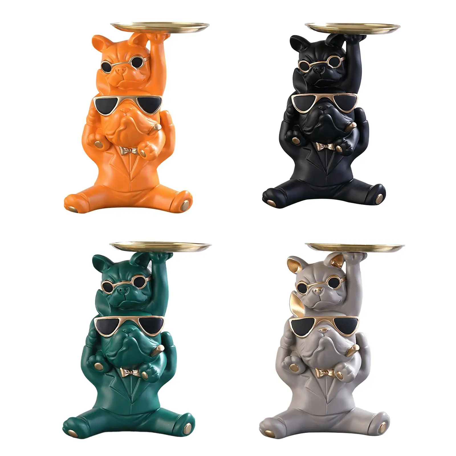 

Dog Sculptures Storage Tray Living Room Desk Party Office Abstract Animal Figurines Puppy Statues Decor