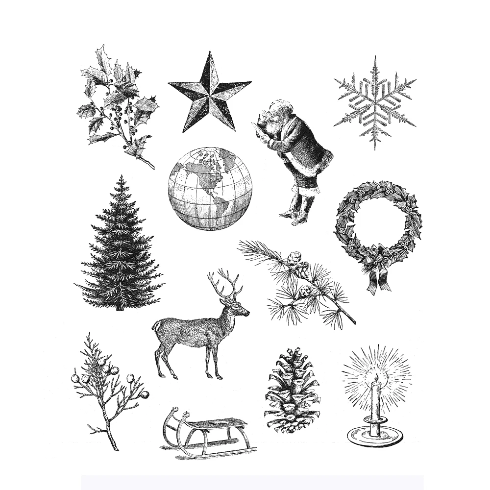 

2021 New Christmas Snowflake Elk Santa Claus Clear Stamps For Making Paper Greeting Card and Scrapbooking No Metal Cutting Dies