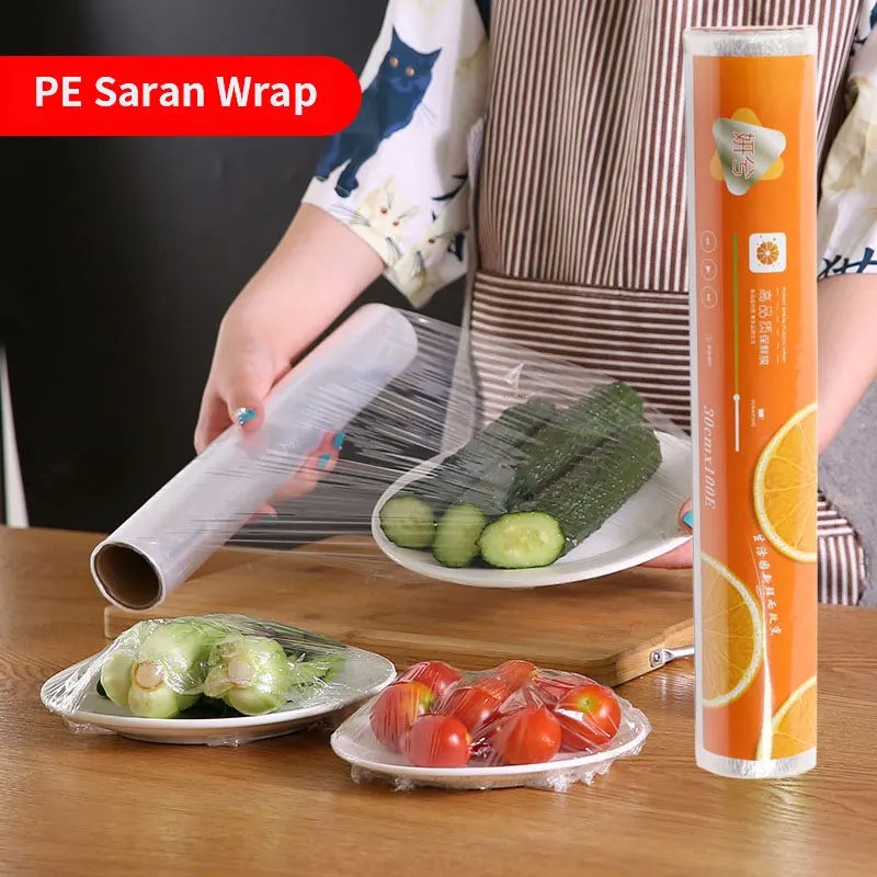 30CM*12M PE Food Saran Wrap Household Cling Film Plastic Cover For Vegetables Fruits Kitchen Accessories