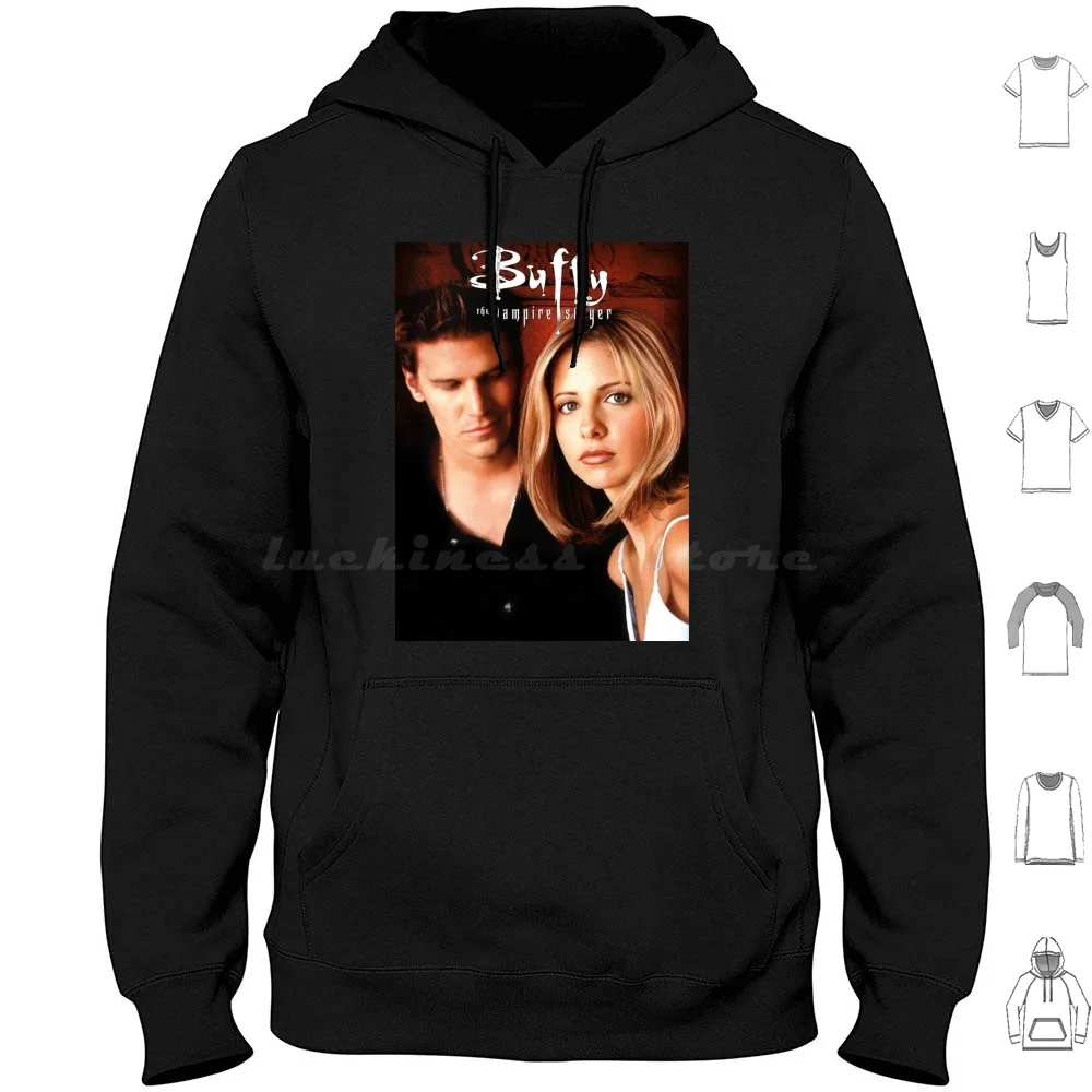 

Buffy Hoodie cotton Long Sleeve Buffy The Vampire Vampires Buffy Summers Series 90S Vintage Logo Willow Angel Love