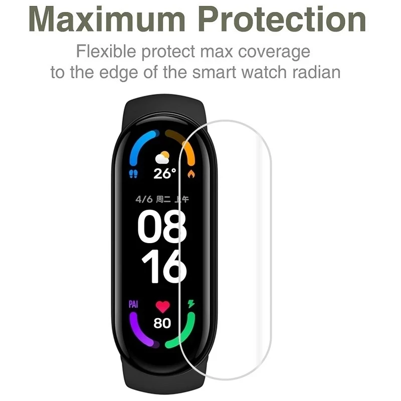Full Cover Hydrogel Film Screen Protector For Xiaomi Mi Band 7 NFC 5 4 6 Smart Watch Bracelet Protective Not Glass Tpu Film Foil