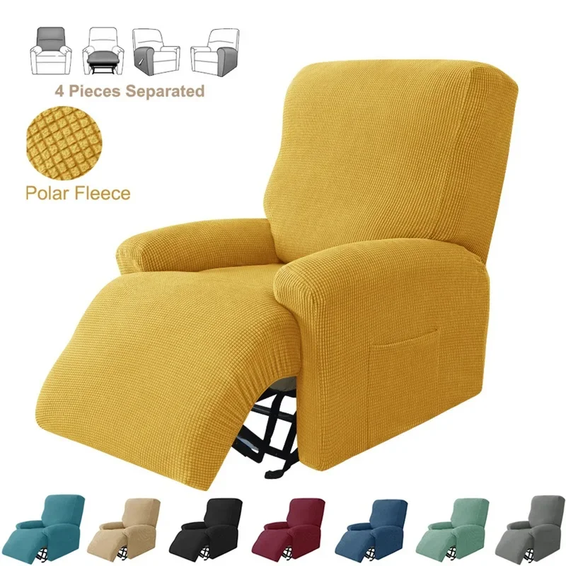 

1 Seater Elastic Recliner Chair Cover Polar Fleece Lazy Boy Relax Sofa Covers Solid Color Single Armchair Slipcover Living Room