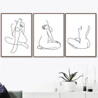 Абстрактная Сексуальная Женская линия на холсте, рисунок на холсте, скандинавский плакат без одежды и печать, Минималистичная картина, украшение для дома