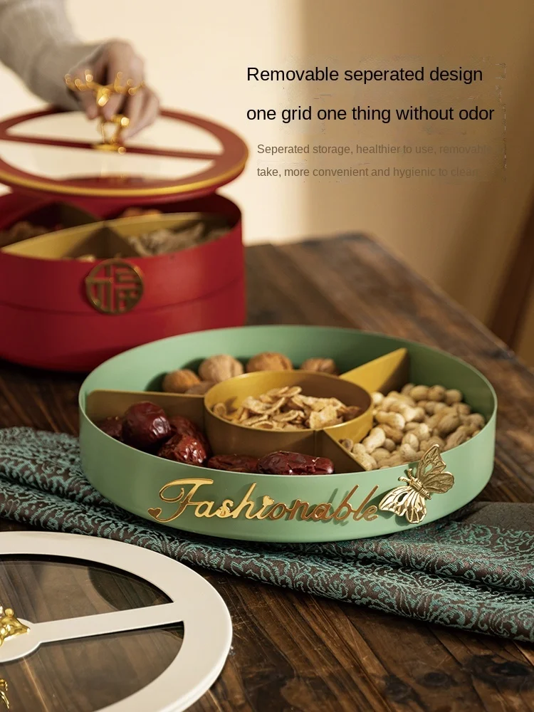 

New Year Candy Snack Box Dried Fruit Storage Box Household Living Room Coffee Table Double Deck Fruit Plate