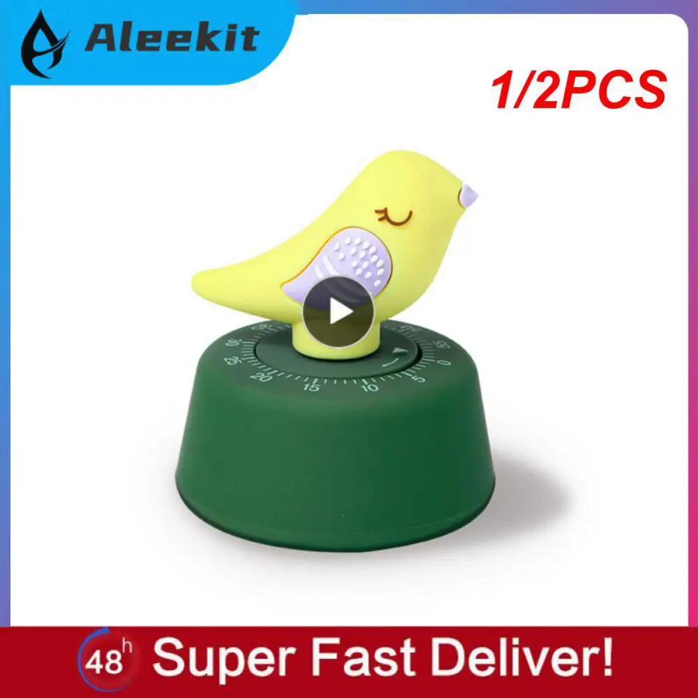 

1/2PCS Bird Timer Reminder Countdown Stopwatch Alarm 60 Minute Kitchen Cooking Learning Timers Mechanical Wind-up Counter Alarm
