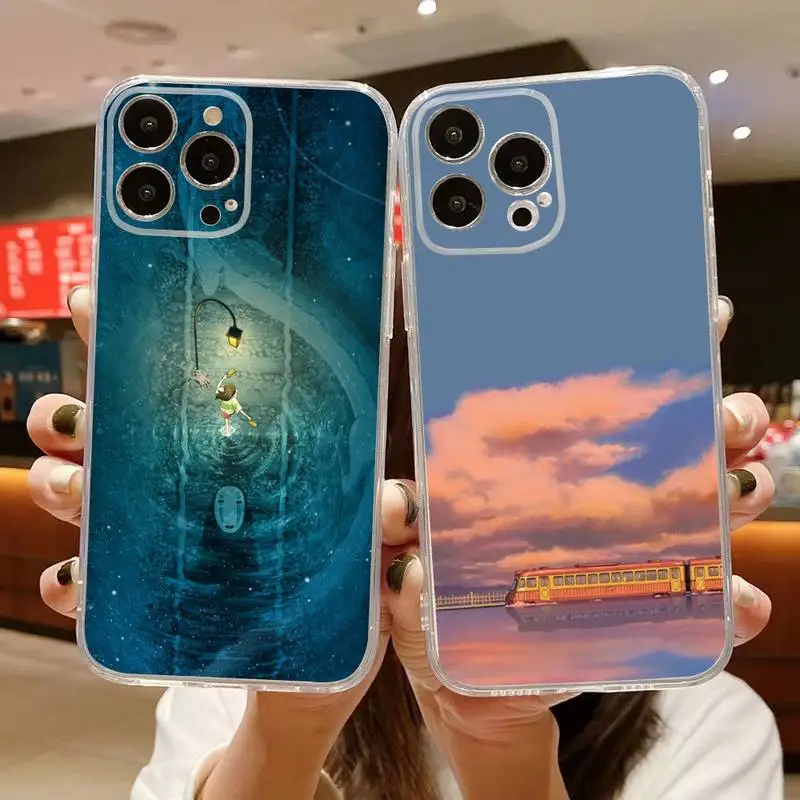 

Anime Spirited Away Susuwatari Phone Case For iphone 14 Plus 13 12 11 Pro Max Mini X XS XR Soft Transparent Cover