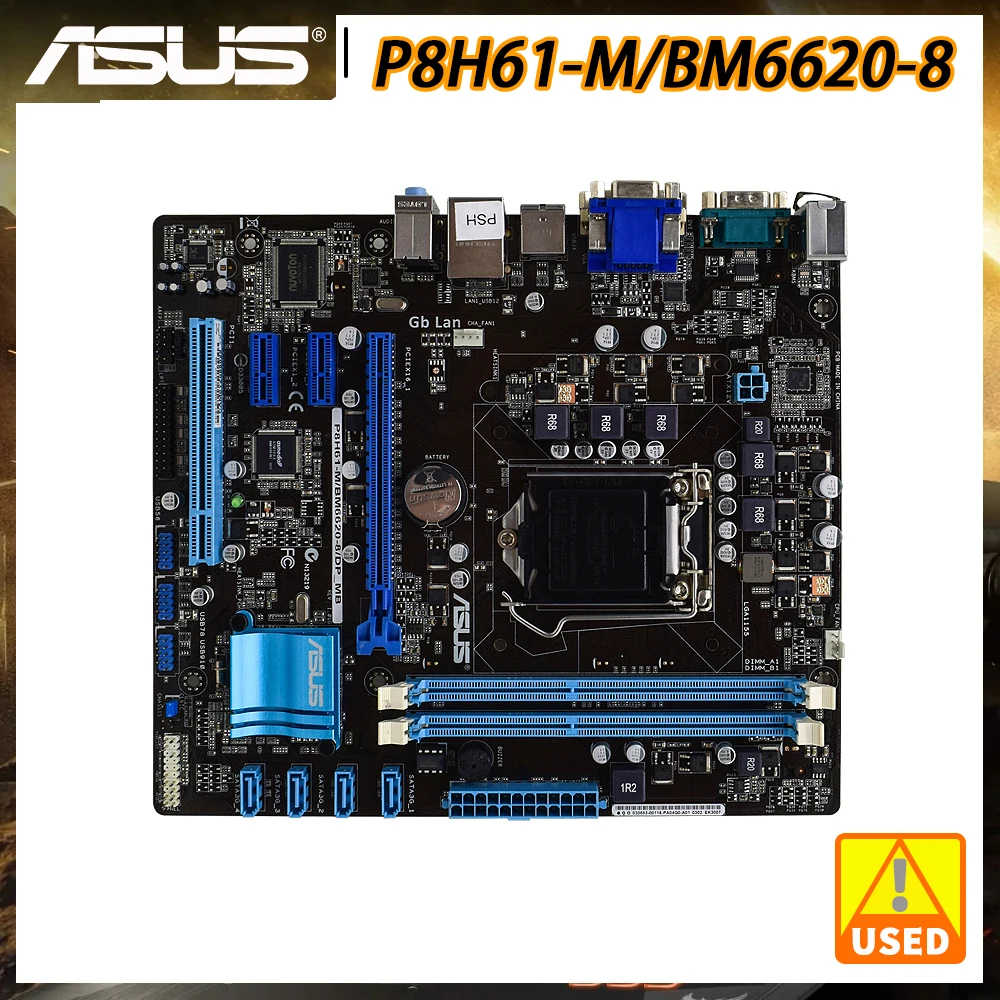 

ASUS P8H61-M/BM6620-8/DP_MB 1155 Motherboard DDR3 Intel H61 Support Core i3 i5 i7 Processor 16GB PCI-E X16 Micro ATX Motherboard