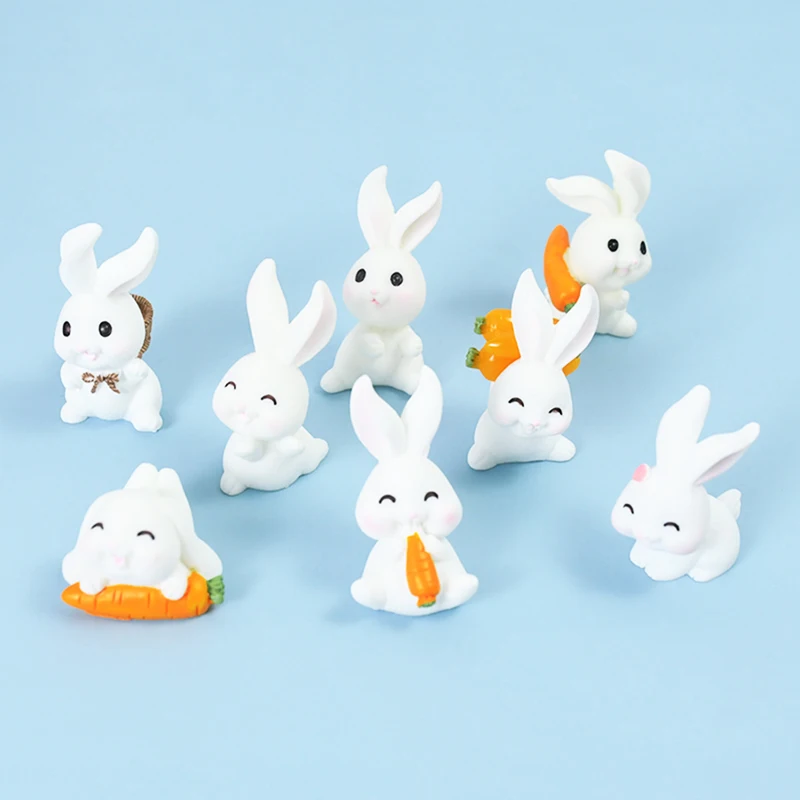 

Cartoon Mini Rabbit Easter Hare Animal Figurine Resin Craft DIY Micro Landscapes Home Cake Decoration Desk Office Ornaments
