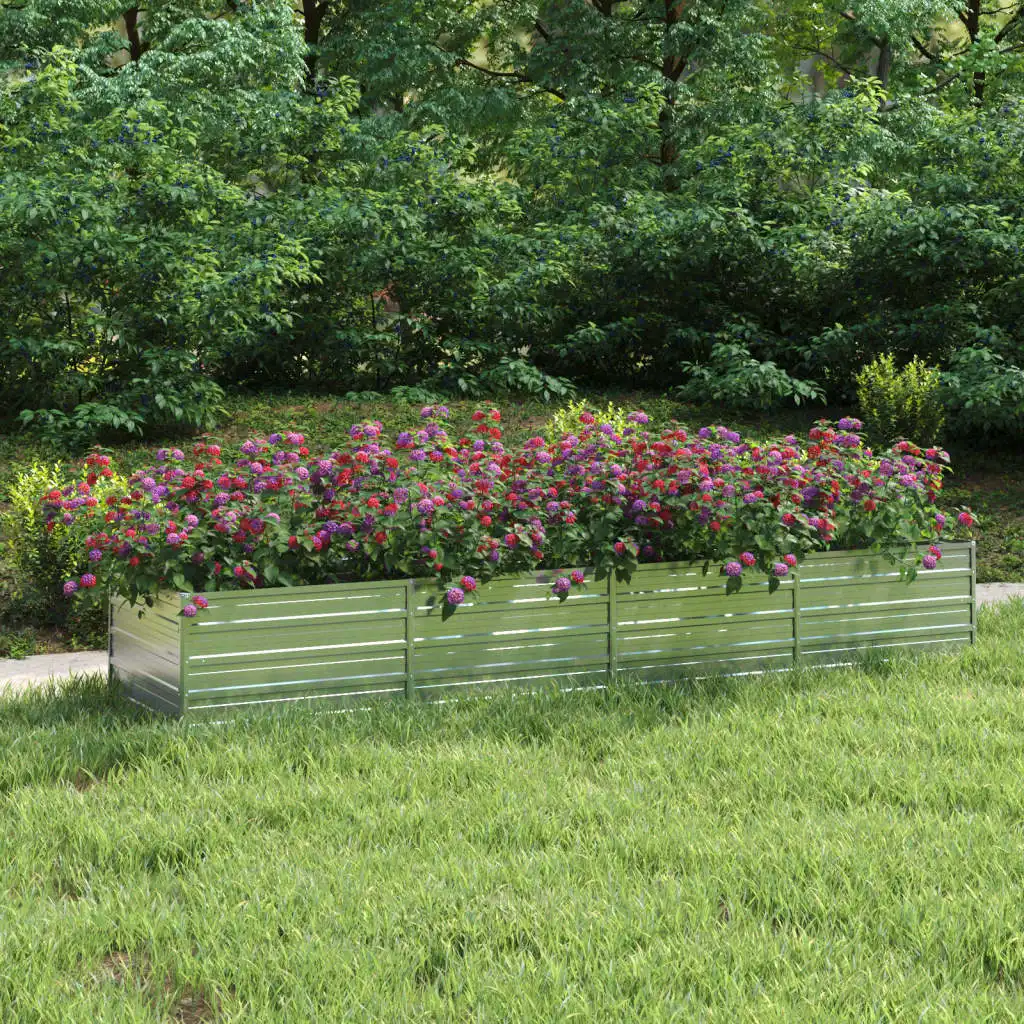 

Garden Raised Bed, Garden Planters, Patio Plant Pots 320x80x45 cm Galvanized Steel Silver