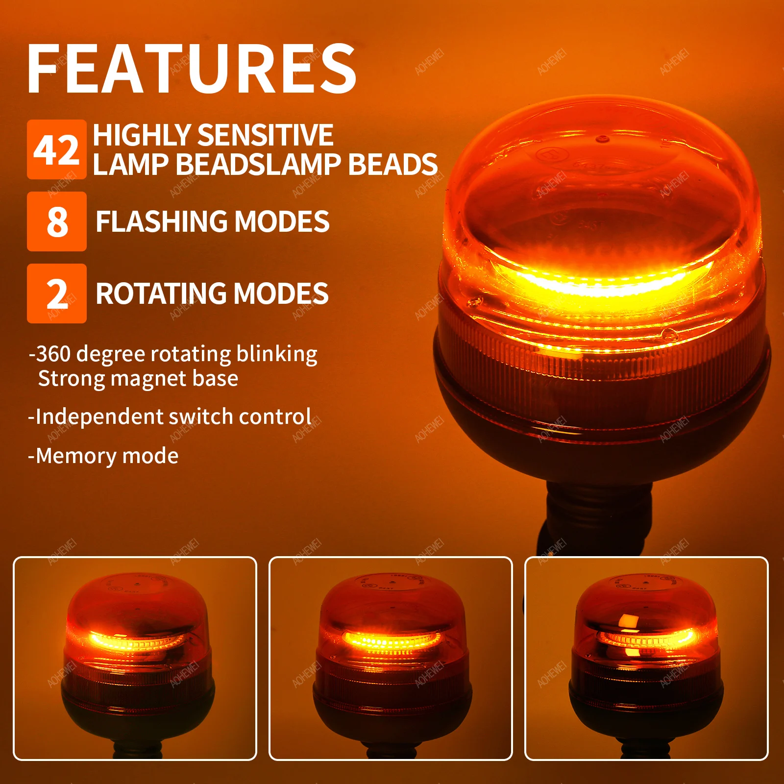 AOHEWEI 42 светодиодный 12 В/24 В аварийный стробоскопический маяк 10 режимов