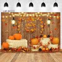 laeacco fall thanksgiving backdrop rustic wood board barn harvest pumpkin leaves baby birthday portrait photography background