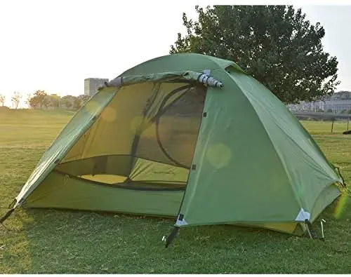 

Camping Tent 2 Person Lightweight Double Layer Backpacking Tent, Waterproof Two Doors Double Layer Setup Tent with Aluminum Rod
