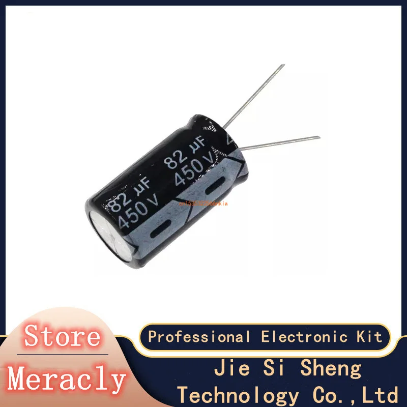 

5PCS 82uF 450V Aluminum Electrolytic Capacitor 18*30mm Radial 450v82uf High frequency and low resistance