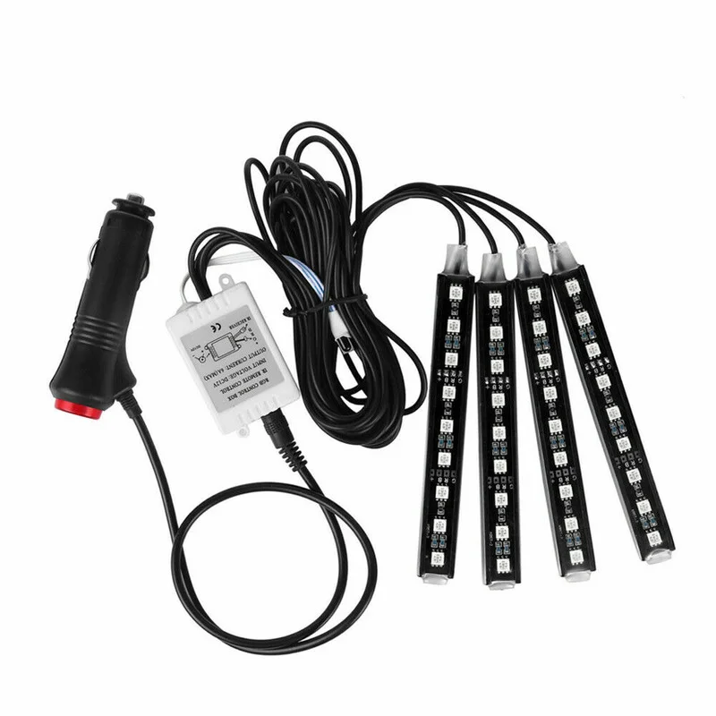 

4x 9 LED RGB Car Interior Strips 5050 SMD Atmosphere Under Dash Accent Light Kit Portable Lighting Accessories Car Led Light