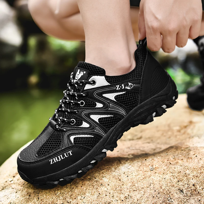 SENAGE Men and Women Hiking Shoes Mesh Breathable Lace Up Sneakers Summer Climbing Mountain Sport Shoes  Outdoor Trekking Shoes