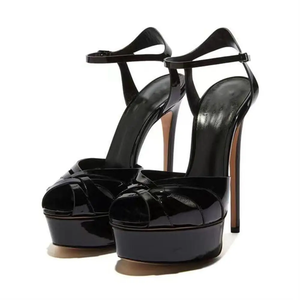 Women Stiletto High Heel Buckle Ankle Strap Fish Mouth Sandal Platform Sexy Hollow Out Open Toe Buckle Solid Elegant High Heels