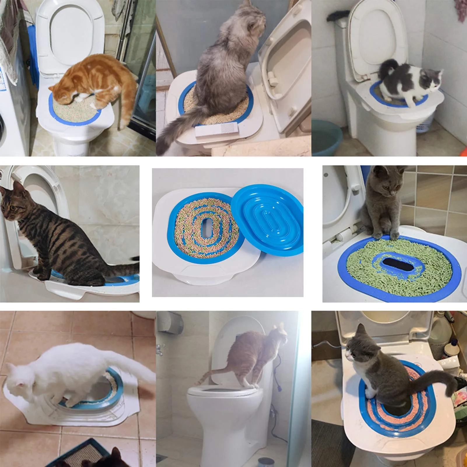

Toilet Trainning Kit Pet Litter Box Tray System Professional Trainer Tool Cover Urinal Seat Cleaning Supplies for Kitten Cat