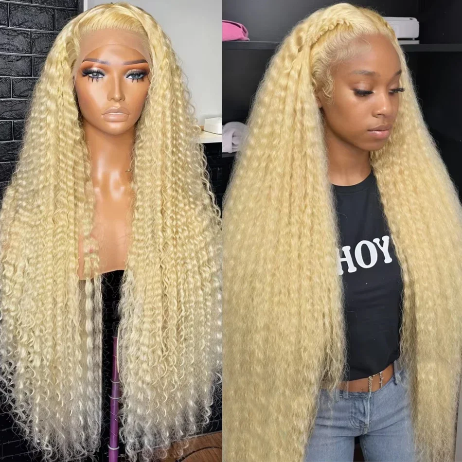 Luvin кудрявый блонд 13x6 Full HD кружевной передний al парик из человеческих волос с