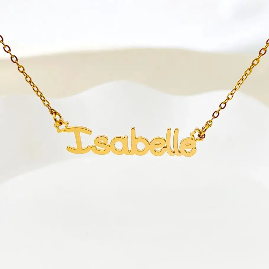 Детское милое ожерелье с именем на заказ и звездой из нержавеющей стали