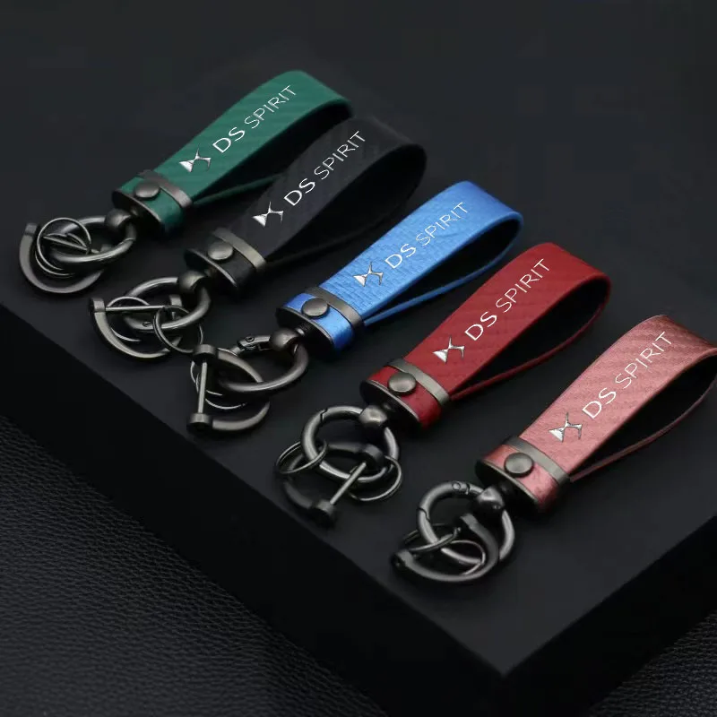 

Carbon Fiber Leather Car KeyChain Custom Key Rings Gift for DS SPIRIT DS3 DS4 DS4S DS5 DS 5LS DS6 DS7 Car Styling Accessories