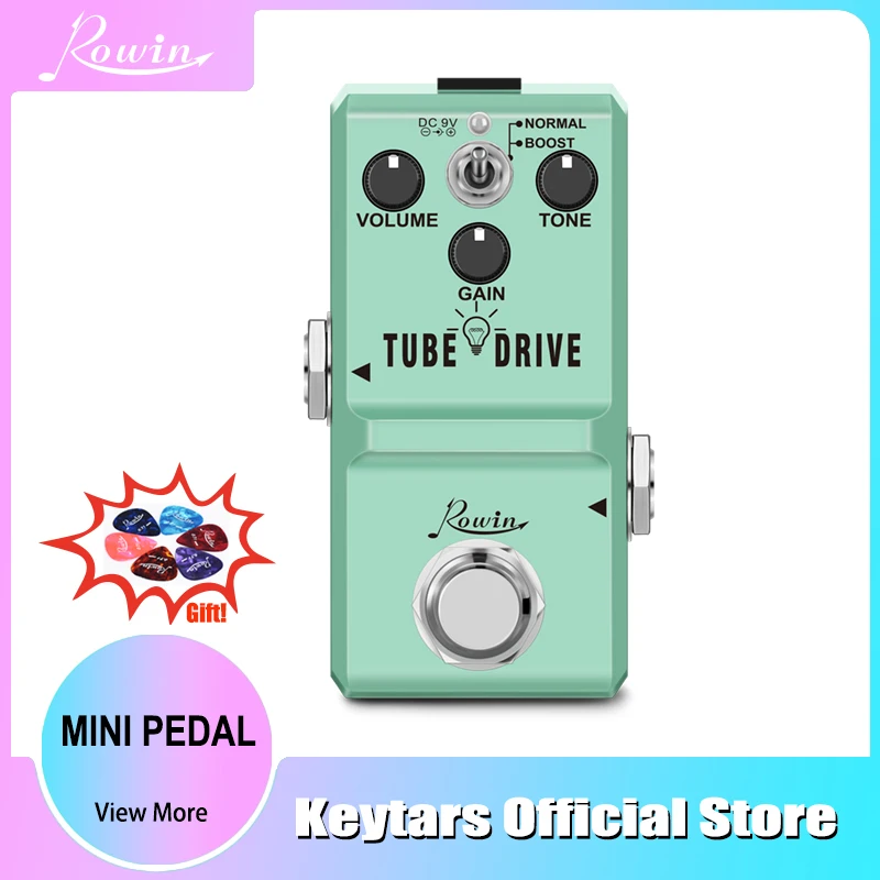 Rowin LN-328 Tube Drive Guitar Analog Overdrive Pedal Classic Blues Pedals Distortion Box Normal & Boost Modes Mini Size