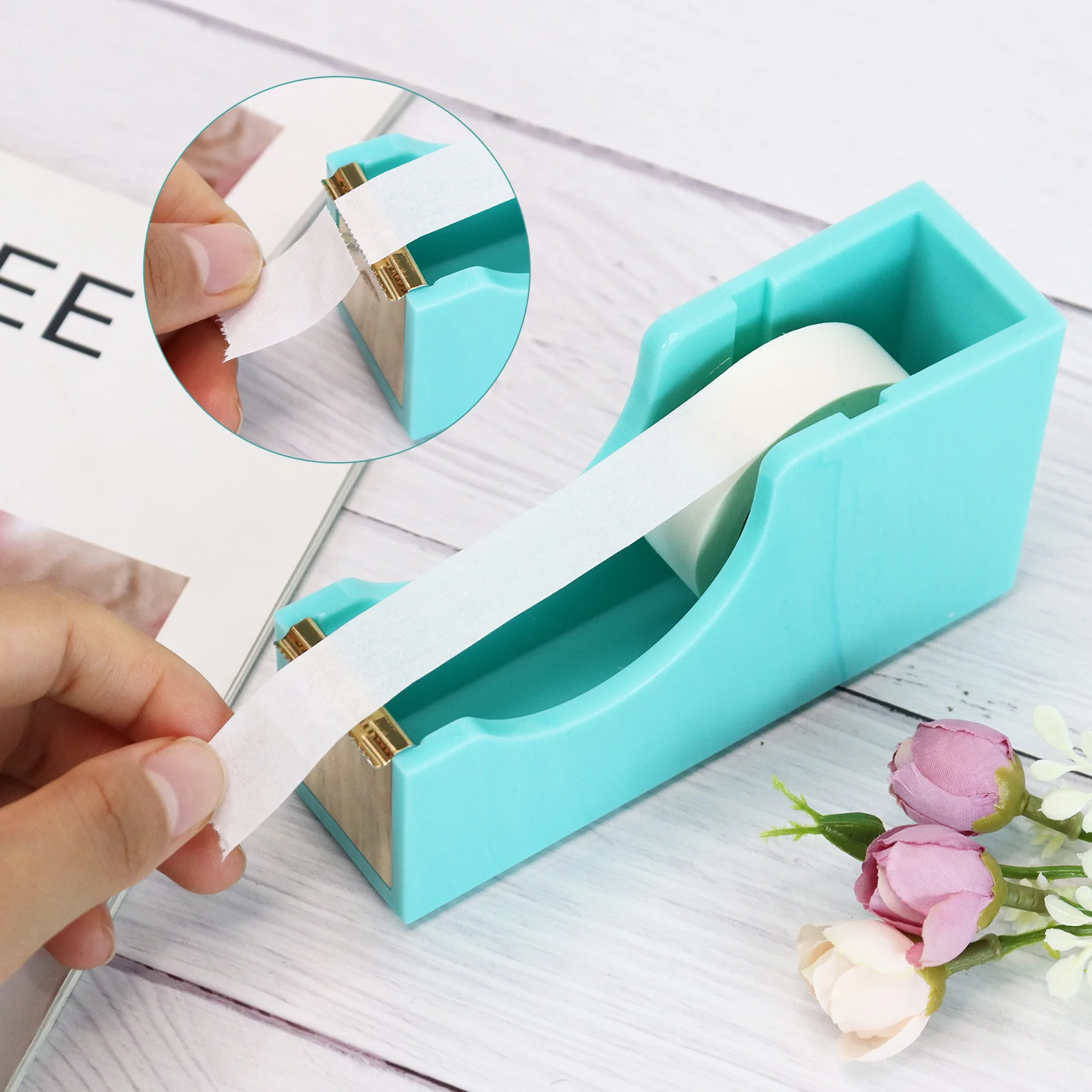 Spring And Summer Series Washi Tape Dispenser Acrylic Body Metal Iron Sheet Office Stationery Supplies