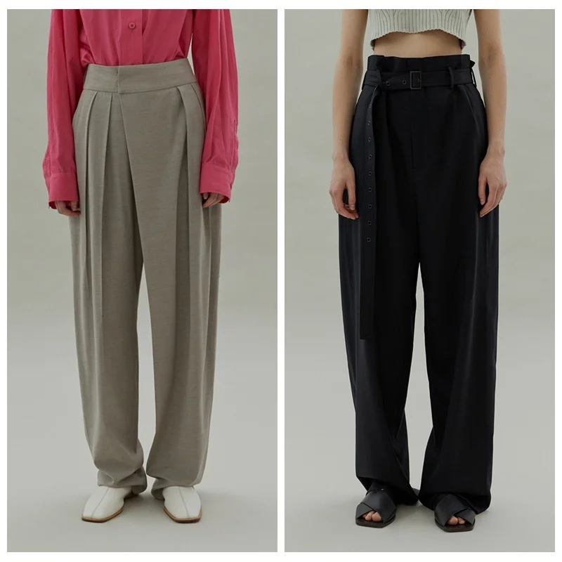 

Брюки женские с завышенной талией, модные облегающие прямые свободные брюки-трубы, лето