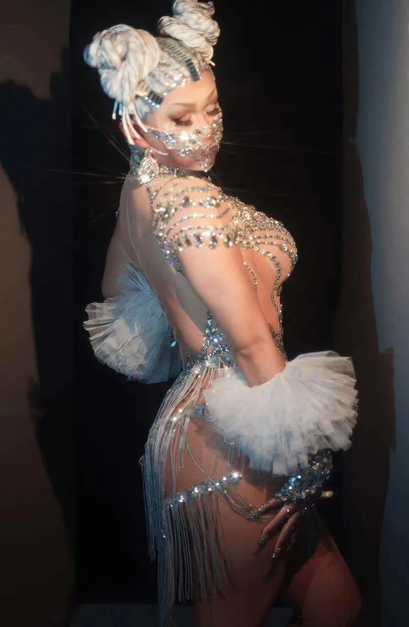 Телесные блестящие стразы бриллиантовые перчатки и сексуальные женские боди