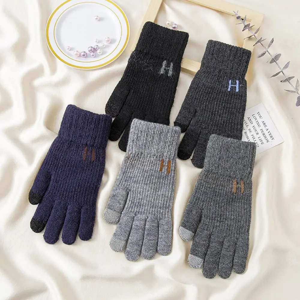 

Теплые зимние вязаные варежки для вождения и велоспорта, перчатки для сенсорного экрана, перчатки с пальцами, пушистые