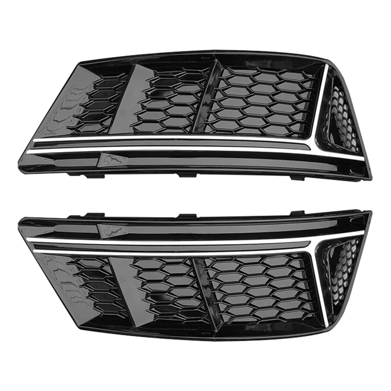 

For- A4 B9 Standard Bumper 2016-2019 Front Bumper Fog Lamp Cover Fog Light Trim Honeycomb Mesh Grilles