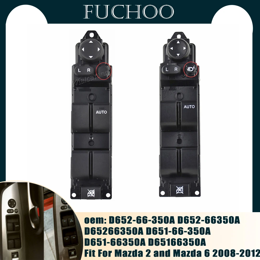 

For Mazda 2 and Mazda 6 2008-2012 Car Accessories RHD Master Window Mirror Switch With Auto Folding Function D652-66-350A