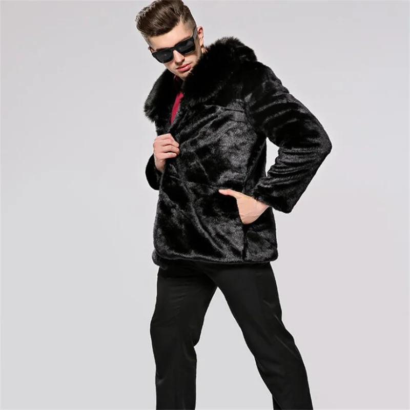 Watch  Autumn faux mink fur leather jacket mens winter thicken warm fur leather coat men loose jackets fashion B188