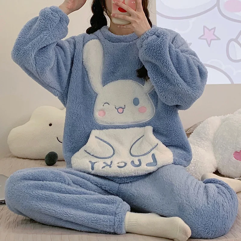 

Милая мультяшная Пижама Sanrioed Kawaii аниме Kuromi My Melody Cinnamoroll фланелевый пуловер теплая Пижама домашняя одежда подарок для девочки с сердцем