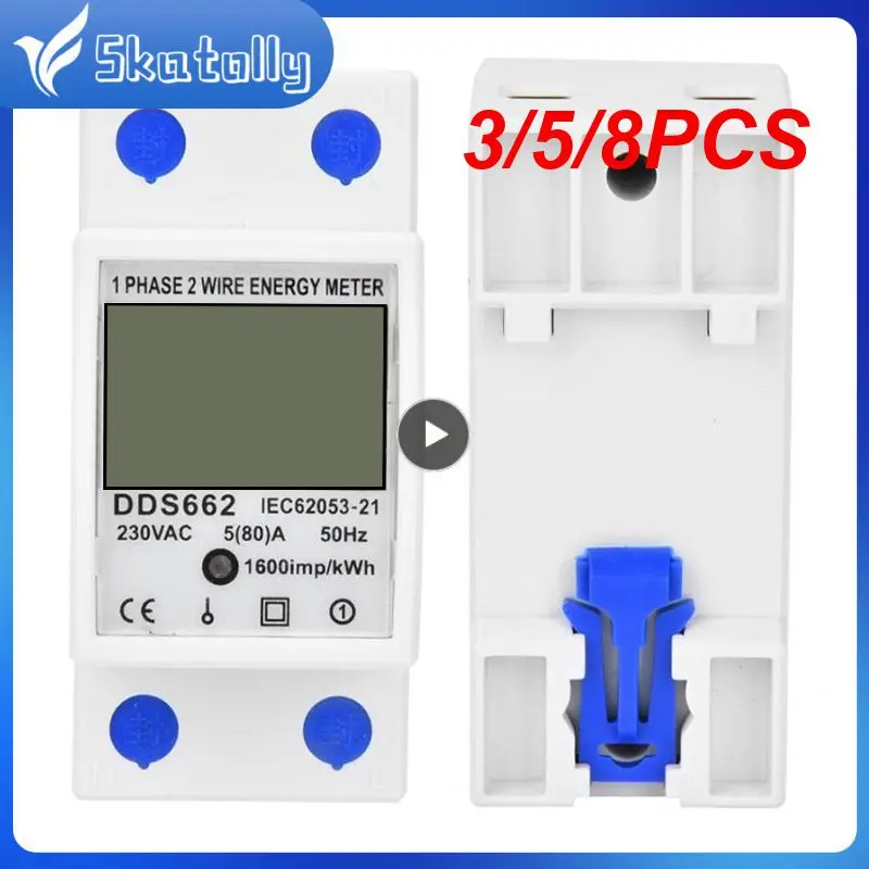 

3/5/8PCS Two Wire Wattmeter Power Consumption Electric Din Rail Kwh Energy Electric Meter Lcd Digital Display Energy Meter
